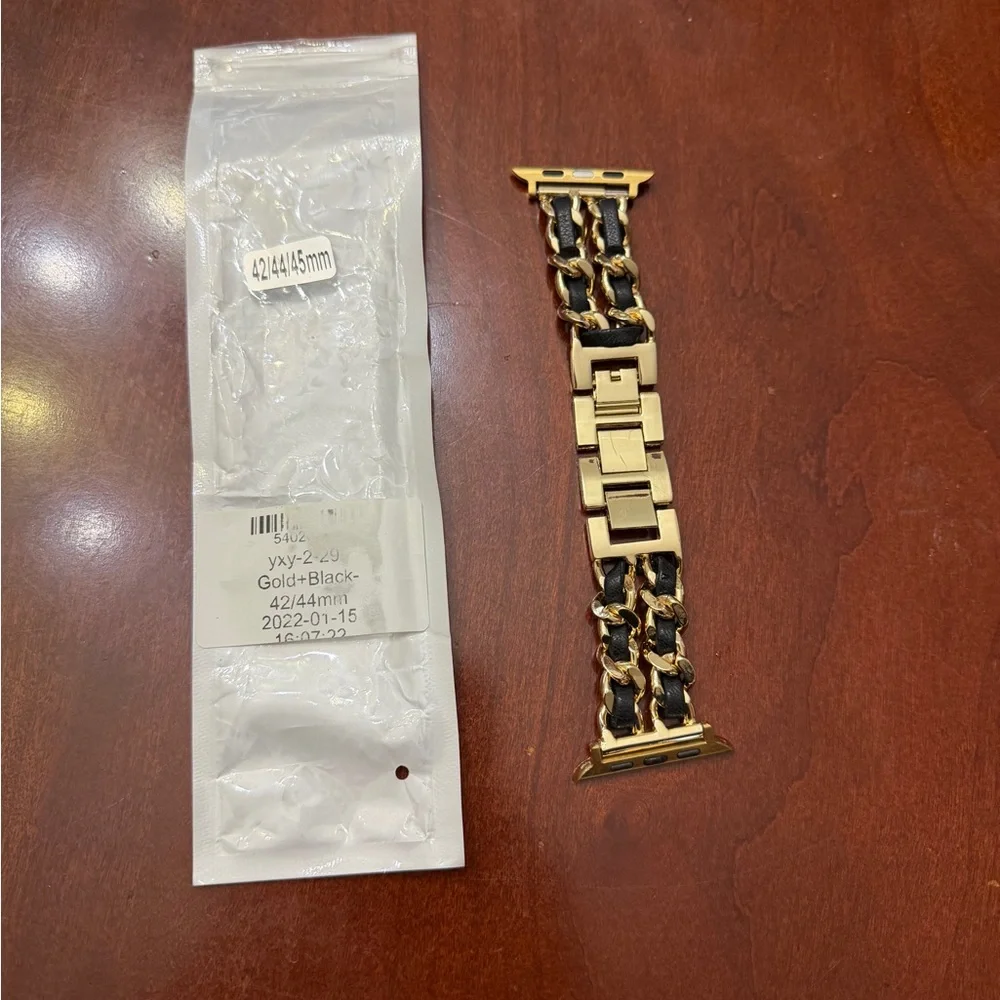 Gold and Black Chain Link Designed Inspired Watch Band